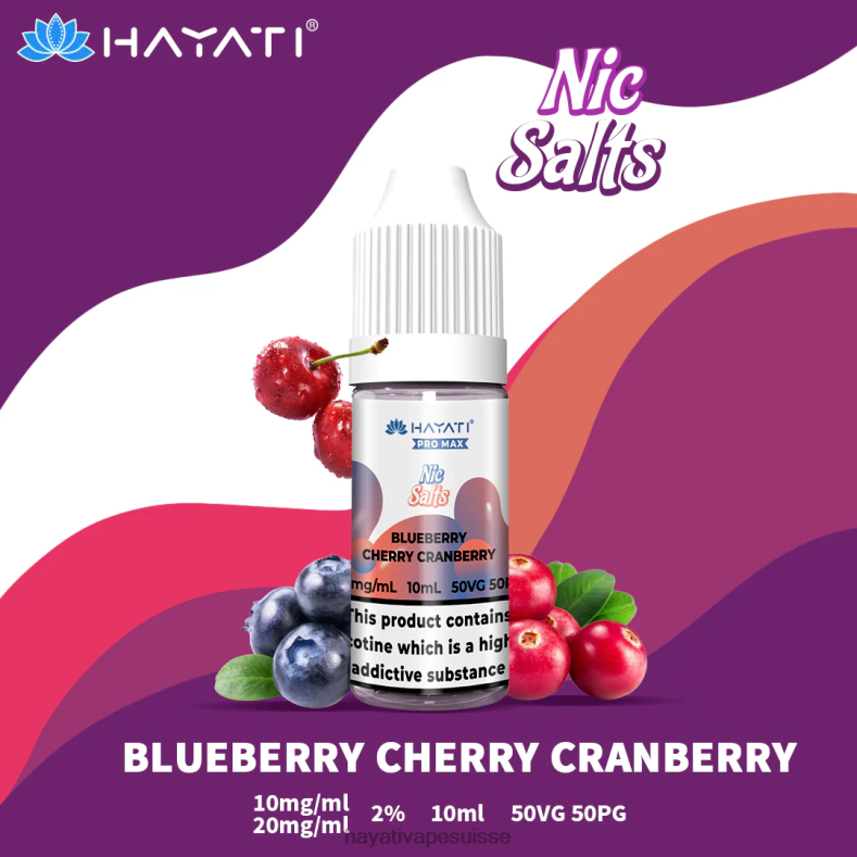 Hayati Pro Max sels de nicotine myrtille cerise canneberge - Hayati vape liquid 2ND0X234