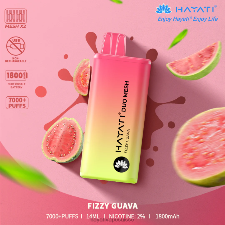 Hayati Duo Mesh jetable goyave pétillante - Hayati flavour list 2ND0X169