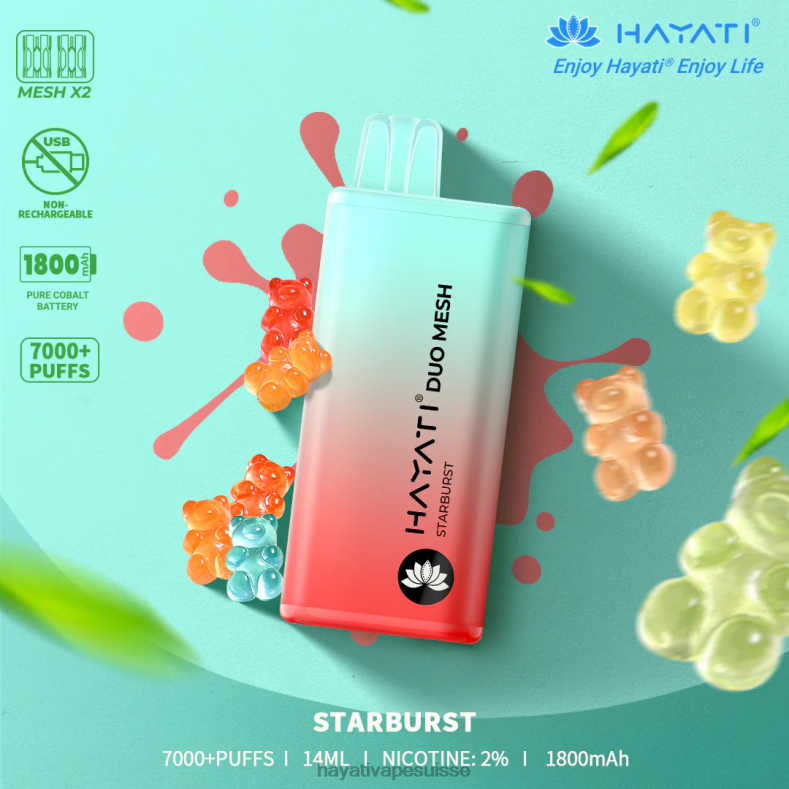 Hayati Duo Mesh jetable étoile - Hayati vape flavours 2ND0X181