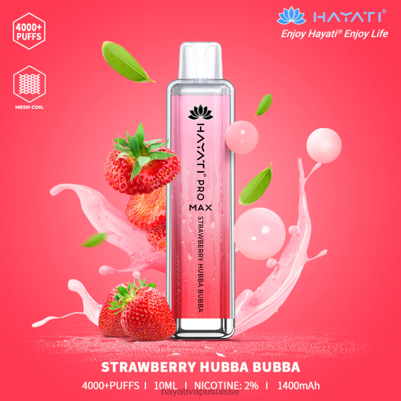 Hayati Pro Max jetable Hubba Bubba aux fraises - Hayati store Suisse 2ND0X140