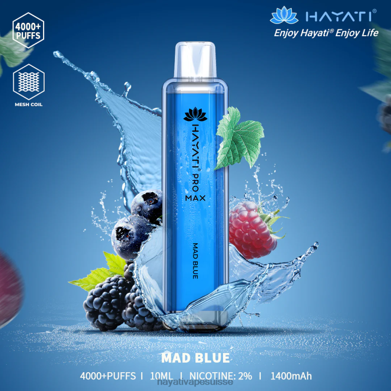 Hayati Pro Max jetable bleu fou - Hayati store Suisse 2ND0X110