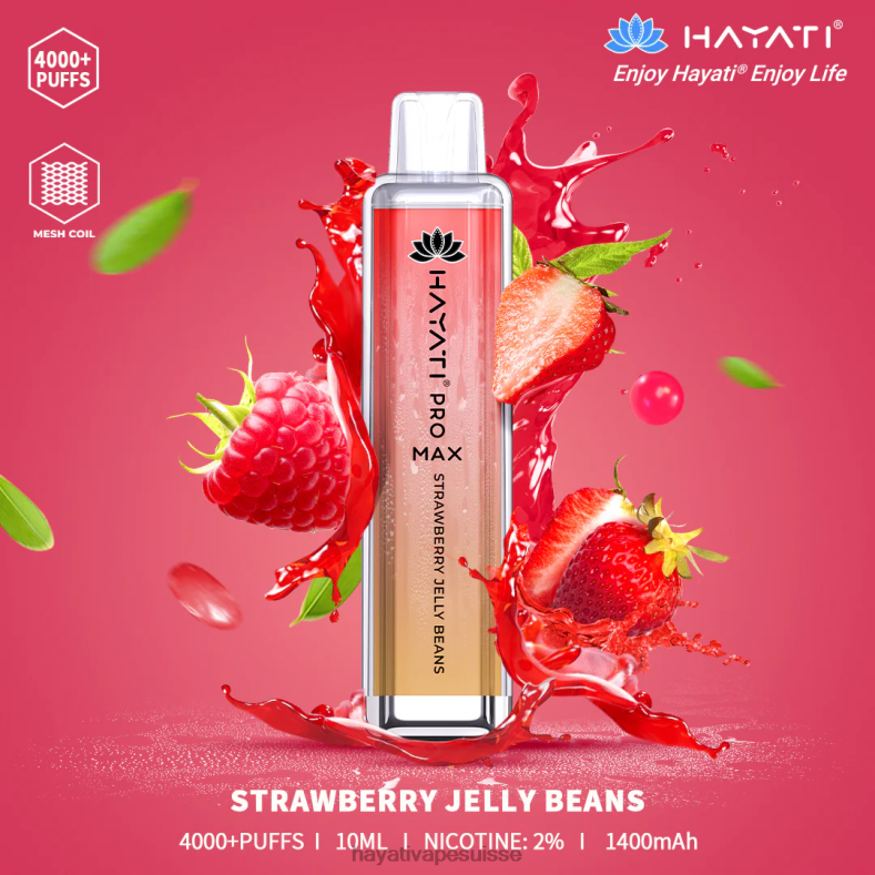 Hayati Pro Max jetable bonbons à la gelée de fraises - Hayati Suisse 2ND0X142