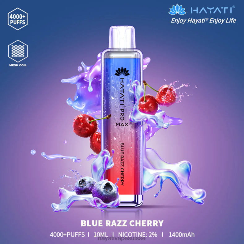 Hayati Pro Max jetable cerise bleue - Hayati vape liquid 2ND0X94