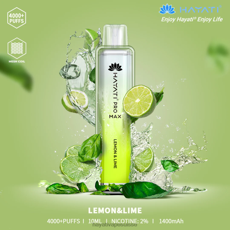 Hayati Pro Max jetable citron vert - Hayati flavour list 2ND0X109