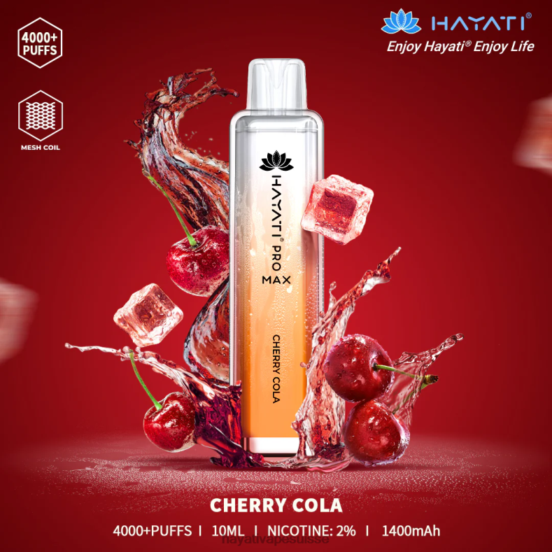 Hayati Pro Max jetable cola aux cerises - Hayati store Suisse 2ND0X100