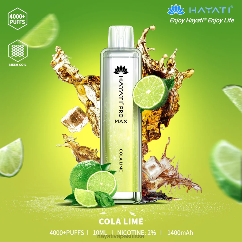 Hayati Pro Max jetable cola et citron vert - Hayati vape flavours 2ND0X101