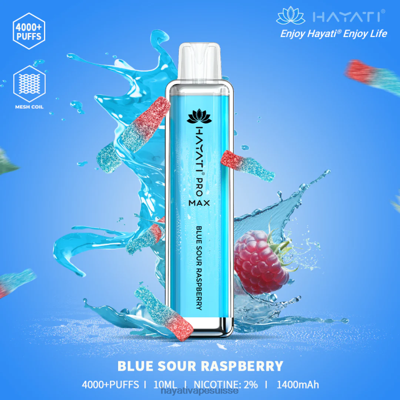 Hayati Pro Max jetable framboise bleue aigre - Hayati vape near me 2ND0X96