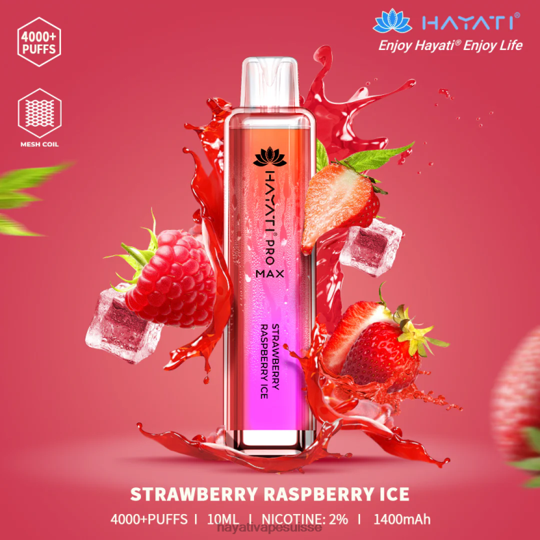 Hayati Pro Max jetable glace fraise framboise - Hayati Suisse 2ND0X122