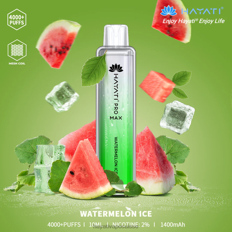 Hayati Pro Max jetable glace à la pastèque - Hayati vape review 2ND0X127