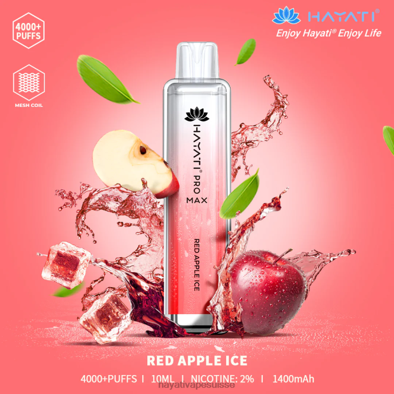 Hayati Pro Max jetable glace à la pomme rouge - Hayati vape near me 2ND0X116
