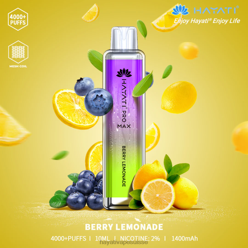 Hayati Pro Max jetable limonade aux baies - Hayati vape flavours 2ND0X91