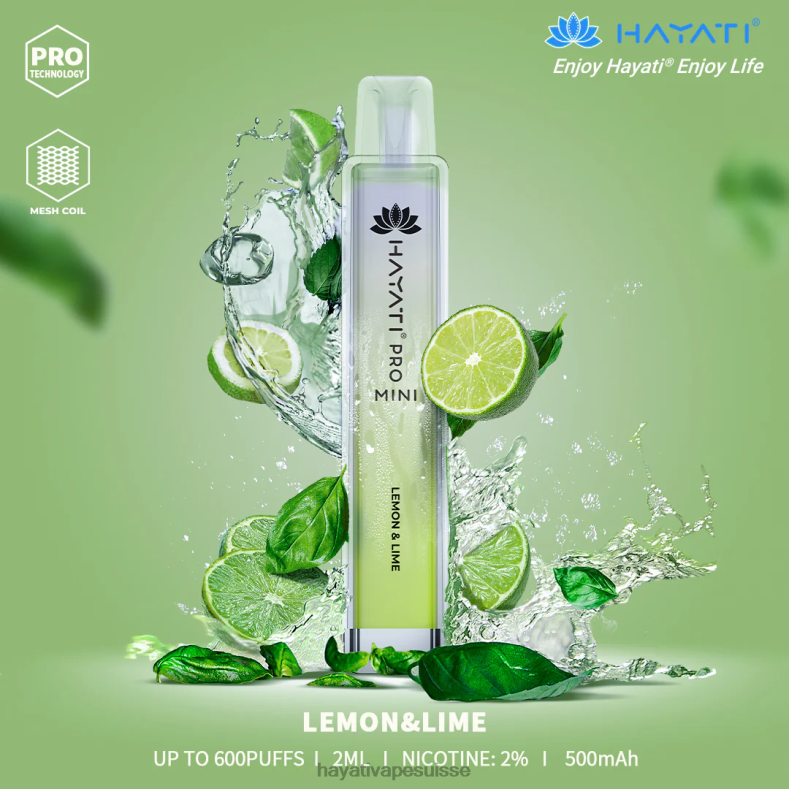 Hayati Pro Mini jetable citron vert - Hayati vape liquid 2ND0X14