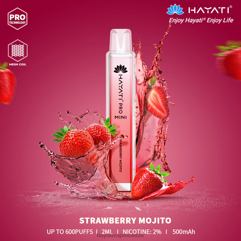 Hayati Pro Mini jetable mojito à la fraise - Hayati vape flavours 2ND0X21