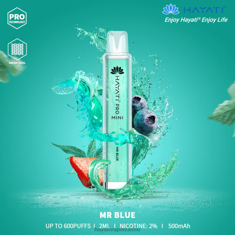 Hayati Pro Mini jetable monsieur bleu - Hayati vape near me 2ND0X16