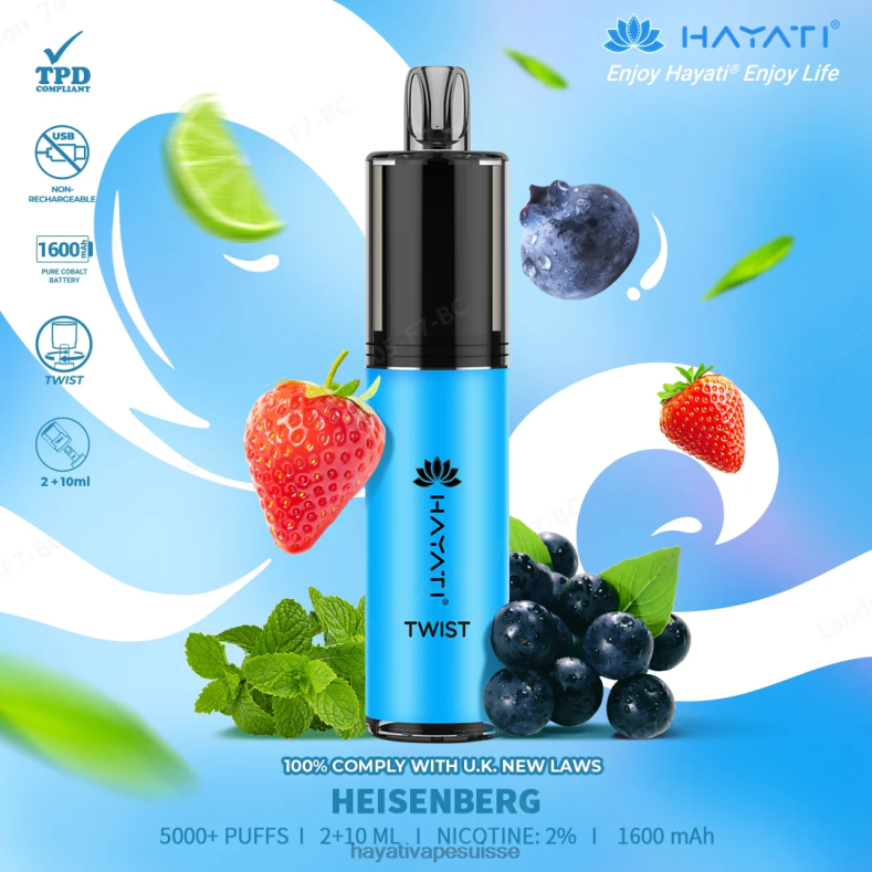 Hayati Twist jetable Heisenberg - Hayati vape flavours 2ND0X71