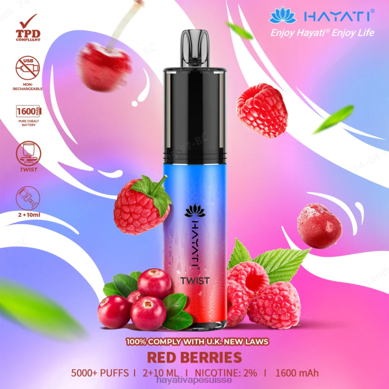 Hayati Twist jetable baies rouges - Hayati flavour list 2ND0X79