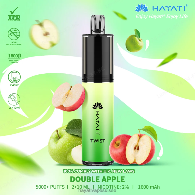 Hayati Twist jetable double pomme - Hayati flavours Suisse 2ND0X68