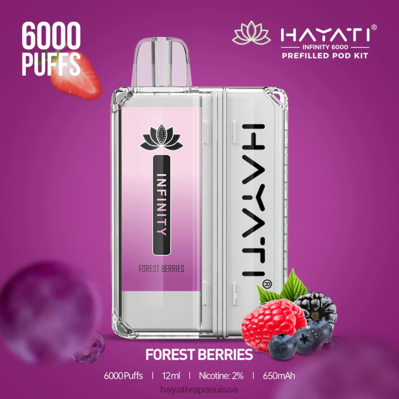 Hayati Infinity 6000 kits de dosettes baies forestières - Hayati flavours Suisse 2ND0X148
