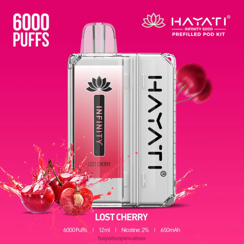 Hayati Infinity 6000 kits de dosettes cerise perdue - Hayati vape liquid 2ND0X154