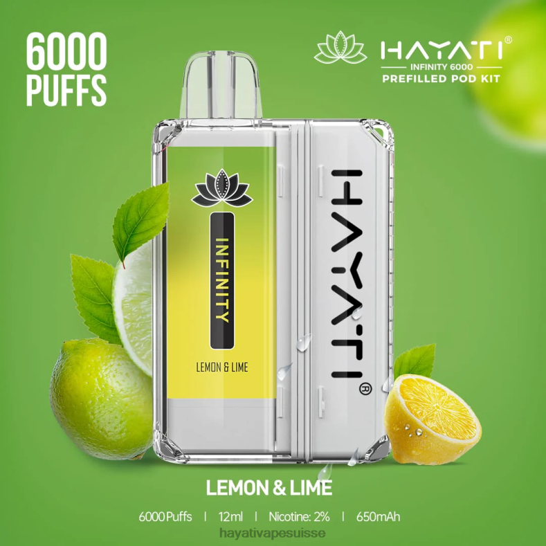 Hayati Infinity 6000 kits de dosettes citron vert - Hayati berne 2ND0X153