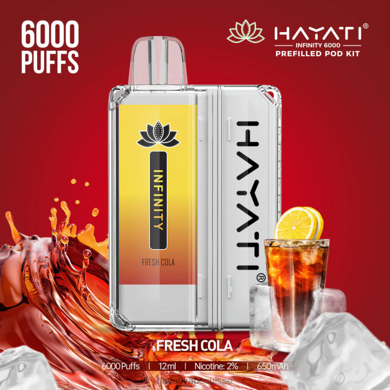 Hayati Infinity 6000 kits de dosettes cola frais - Hayati flavour list 2ND0X149