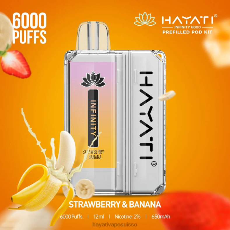 Hayati Infinity 6000 kits de dosettes fraise banane - Hayati flavour list 2ND0X159