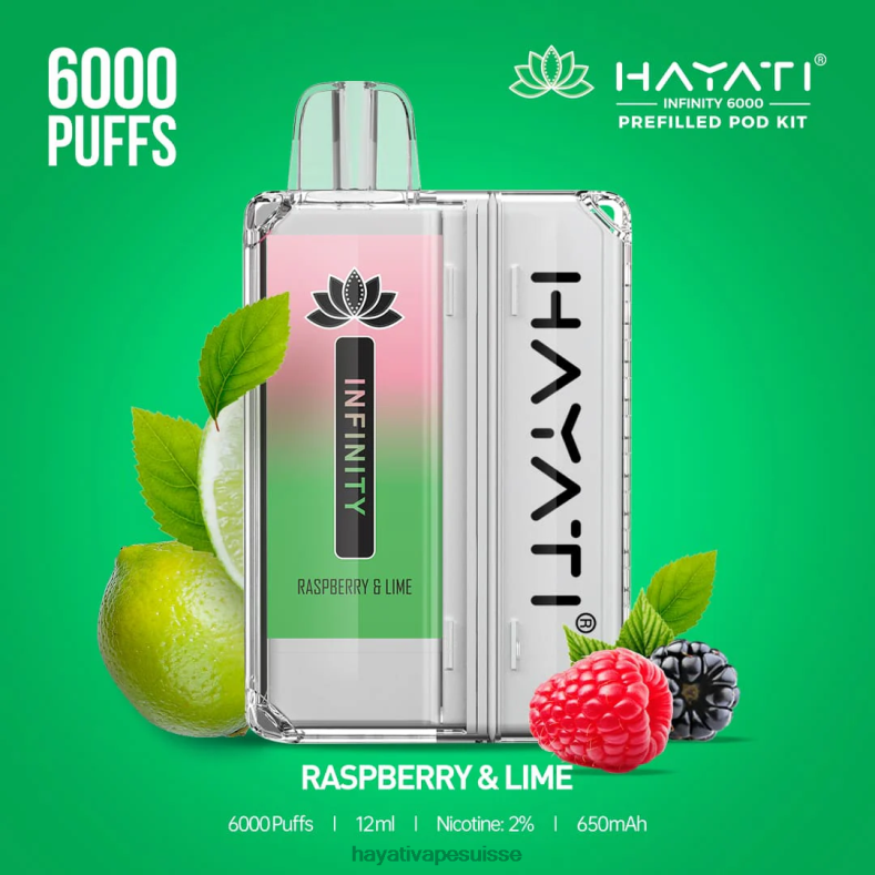 Hayati Infinity 6000 kits de dosettes framboise et citron vert - Hayati vape review 2ND0X157