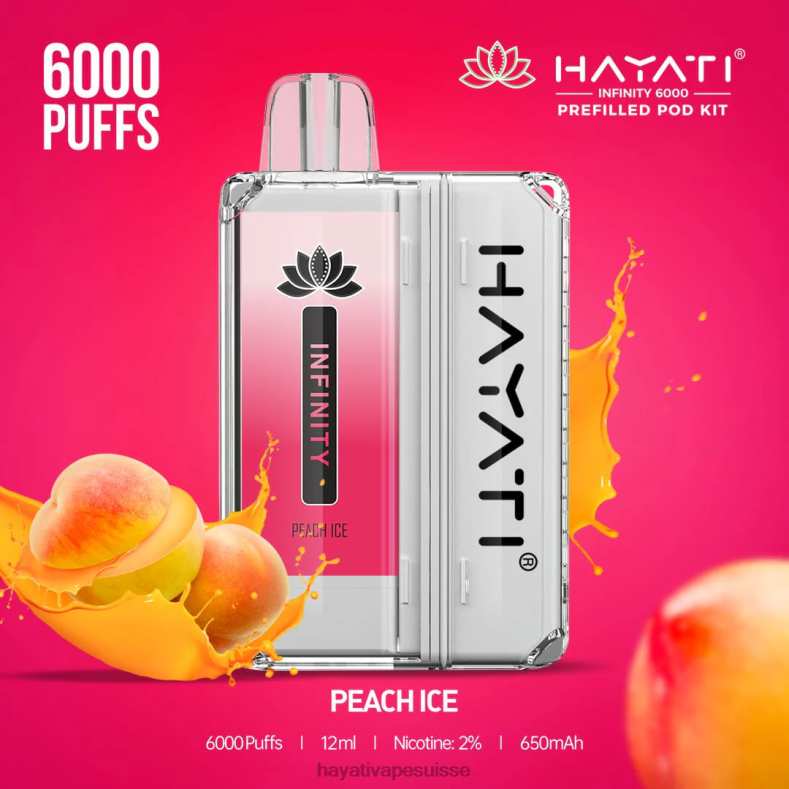 Hayati Infinity 6000 kits de dosettes glace à la pêche - Hayati vape Suisse 2ND0X155
