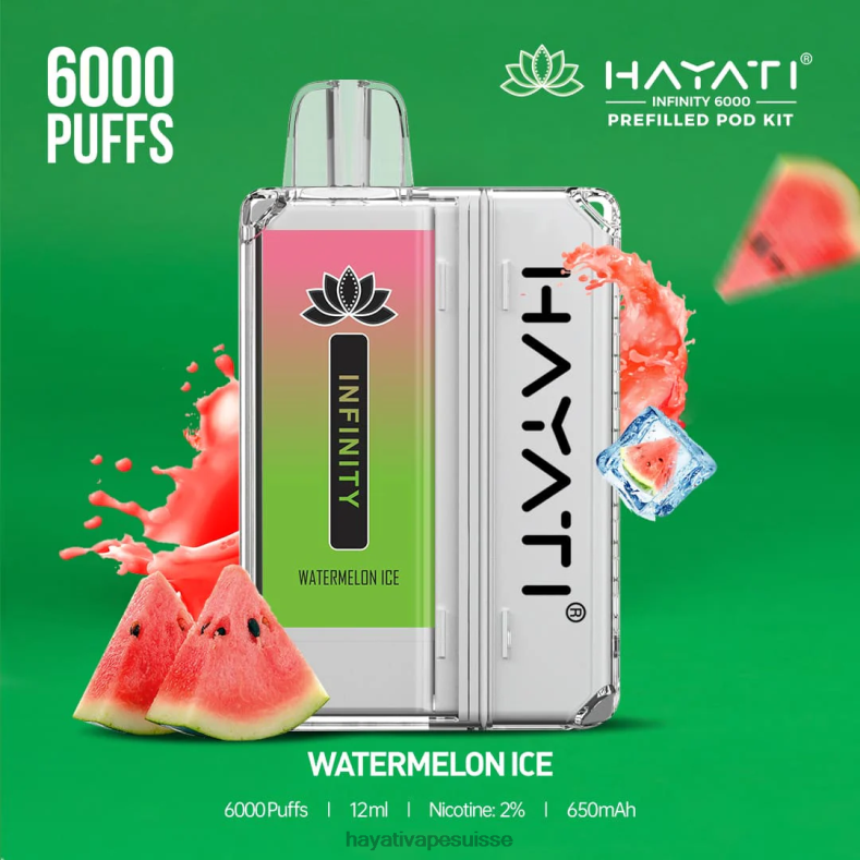Hayati Infinity 6000 kits de dosettes glace à la pastèque - Hayati vape liquid 2ND0X164