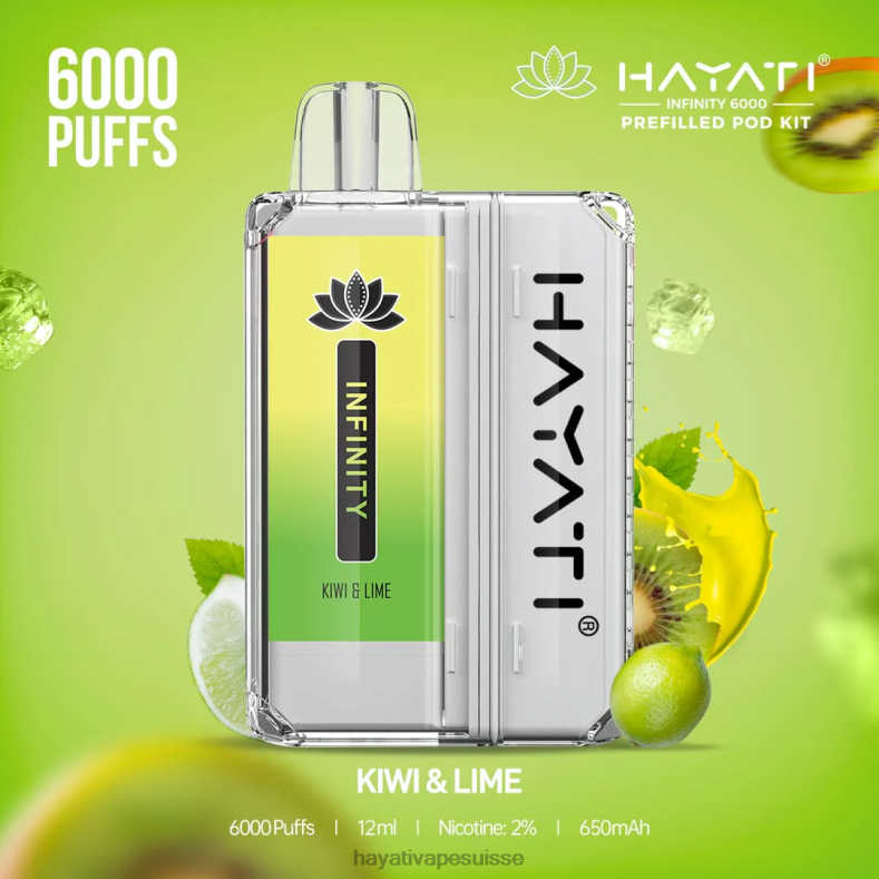 Hayati Infinity 6000 kits de dosettes kiwi et citron vert - Hayati Suisse 2ND0X152