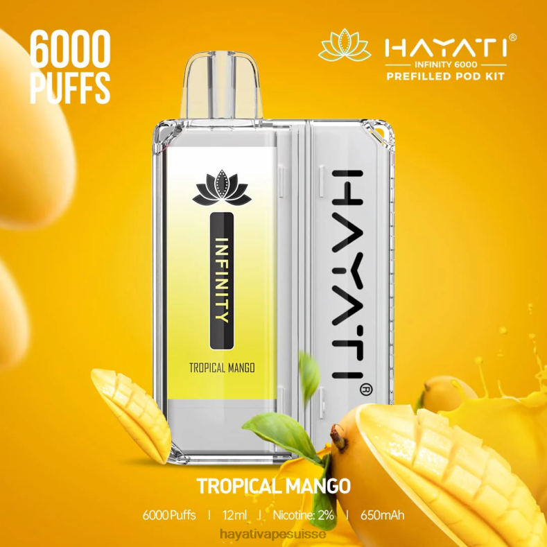 Hayati Infinity 6000 kits de dosettes mangue tropicale - Hayati berne 2ND0X163