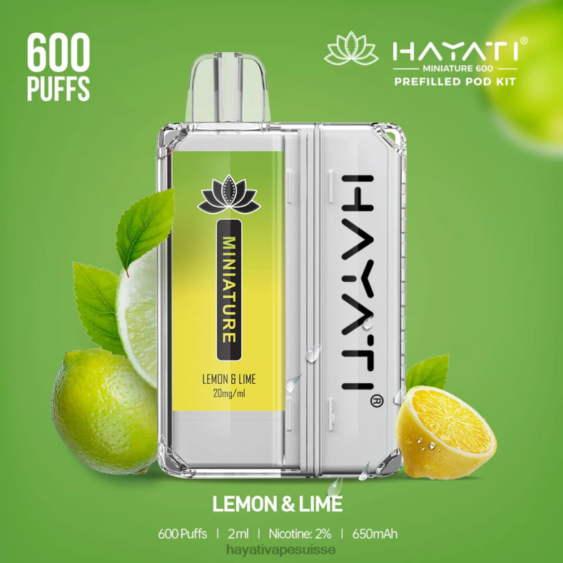Hayati Miniature 600 kits de dosettes citron vert - Hayati flavour list 2ND0X39