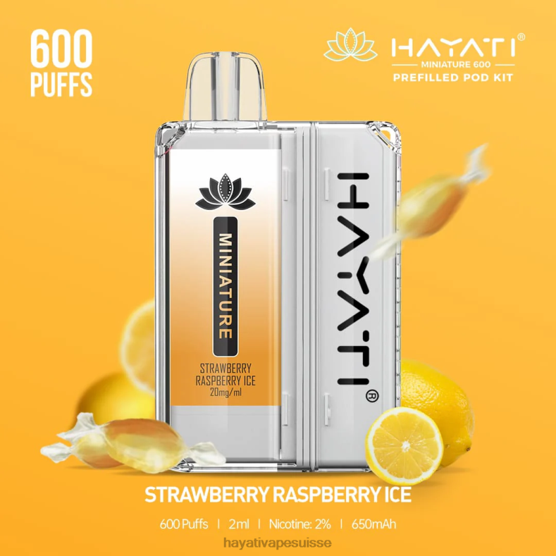 Hayati Miniature 600 kits de dosettes glace fraise framboise - Hayati vape review 2ND0X47