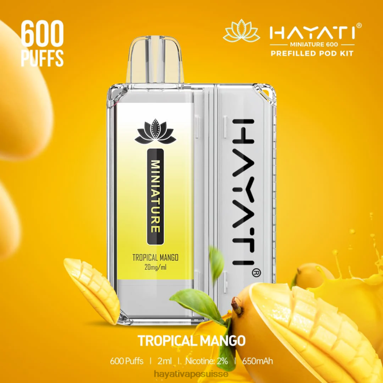 Hayati Miniature 600 kits de dosettes mangue tropicale - Hayati flavour list 2ND0X49