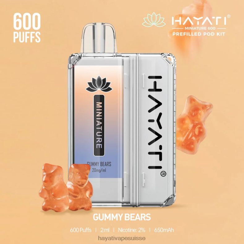 Hayati Miniature 600 kits de dosettes oursons gommeux - Hayati vape review 2ND0X37