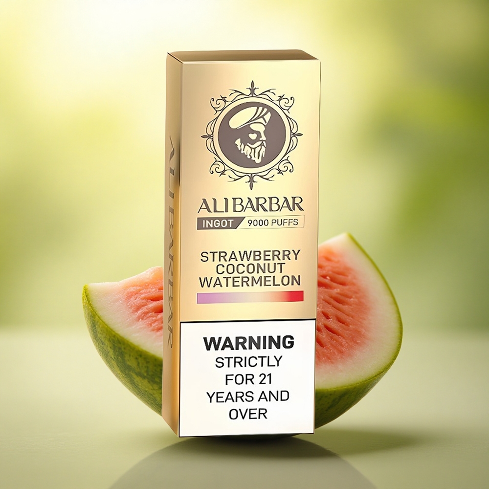 Alibarbar Ingot 9000 Puffs Fraise Noix de Coco Pastèque 2350mAh LED