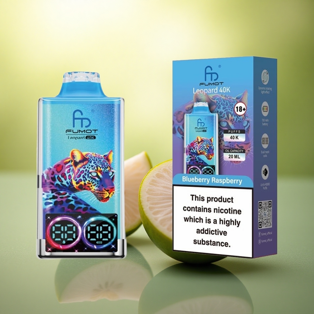 Fumot Leopard 40K Puffs Framboise Myrtille 5% Nicotine 700mAh Dual Mesh