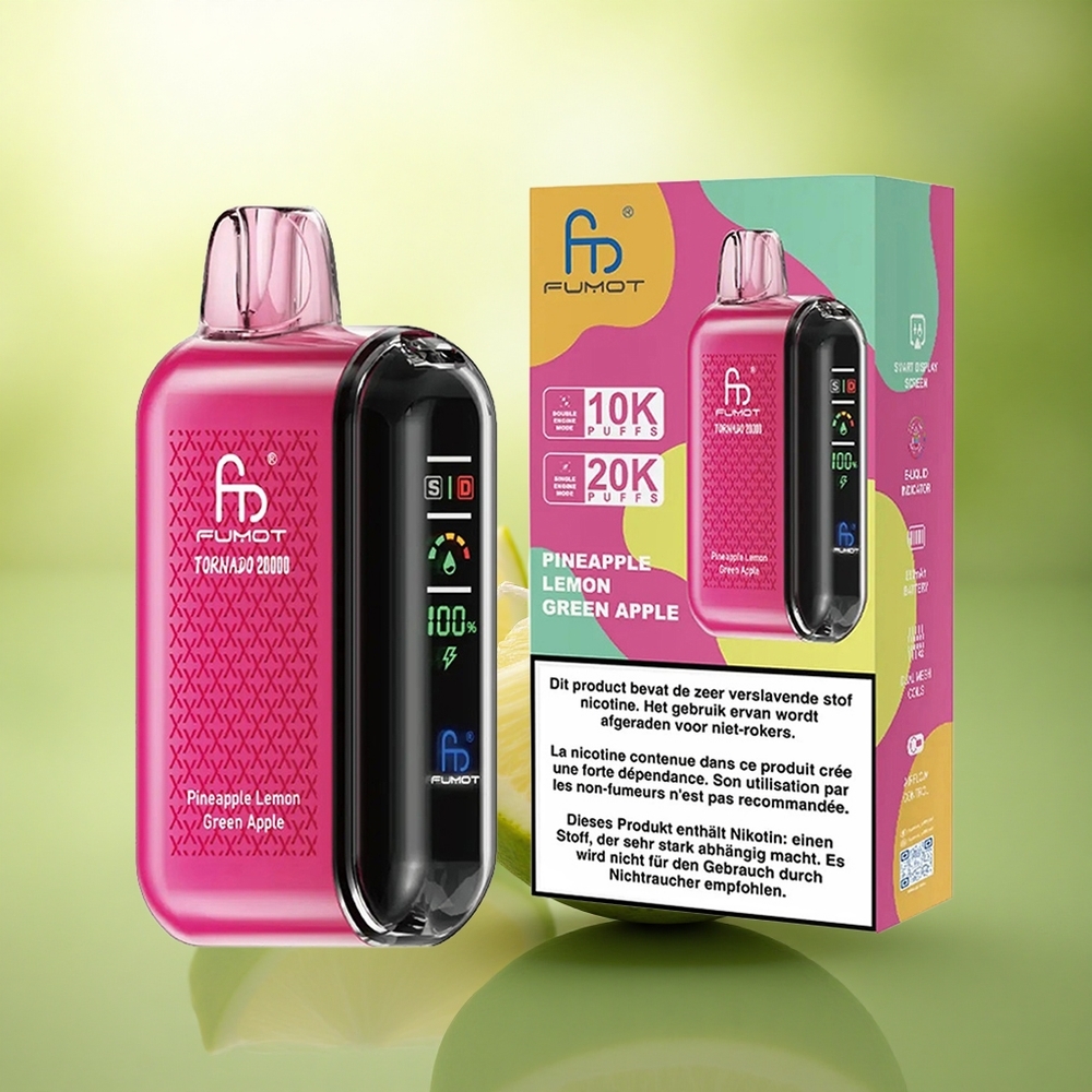 Fumot Tornado 20000 Puffs Ananas Citron Pomme Verte Dual Mesh 850mAh