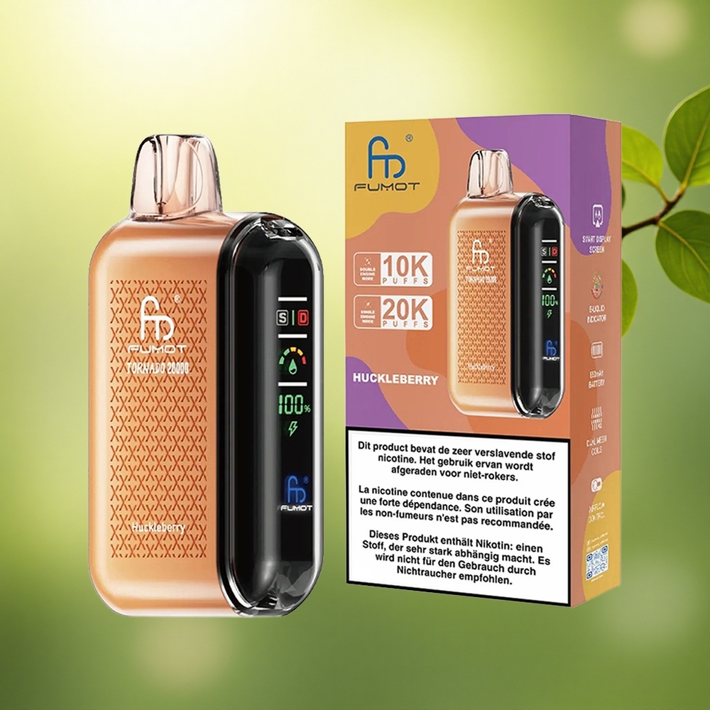 Fumot Tornado 20000 Puffs Bleuet Double Bobine Affichage Intelligent 850mAh