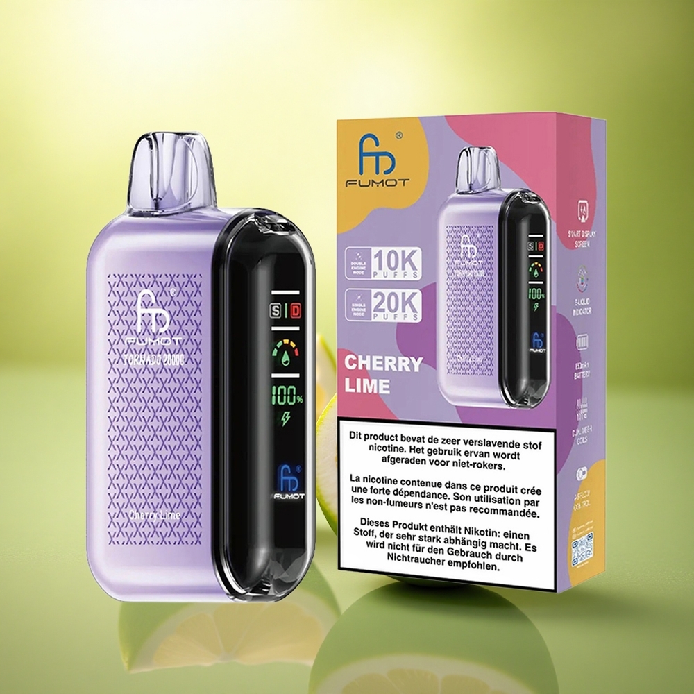 Fumot Tornado 20000 Puffs Cerise Citron Vert Dual Mesh 850mAh