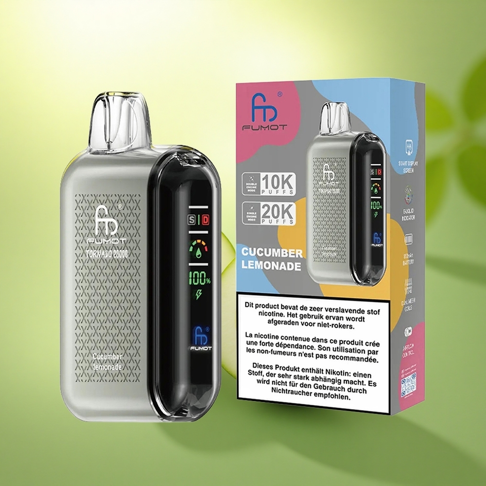 Fumot Tornado 20000 Puffs Citronnade Concombre à Double Mesh et 850mAh