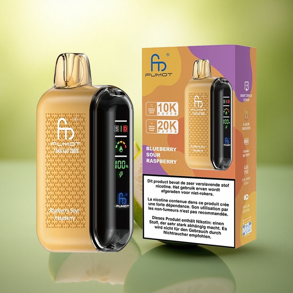 Fumot Tornado 20000 Puffs Framboise Acidulée Myrtille à Double Mesh et 850mAh
