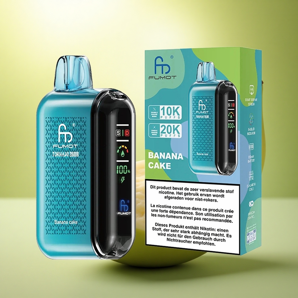 Fumot Tornado 20000 Puffs Gâteau à la Banane Dual Mesh Coil 850mAh