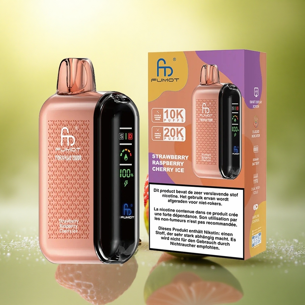 Fumot Tornado 20000 Puffs Glace Fraise Framboise Cerise à Double Mesh et 850mAh