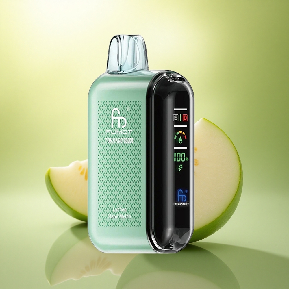 Fumot Tornado 20000 Puffs Lychee Melon Doré avec Batterie 850mAh et Contrôle d'Airflow