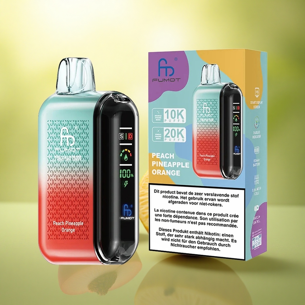 Fumot Tornado 20000 Puffs Pêche Ananas Orange avec Double Mesh et 850mAh