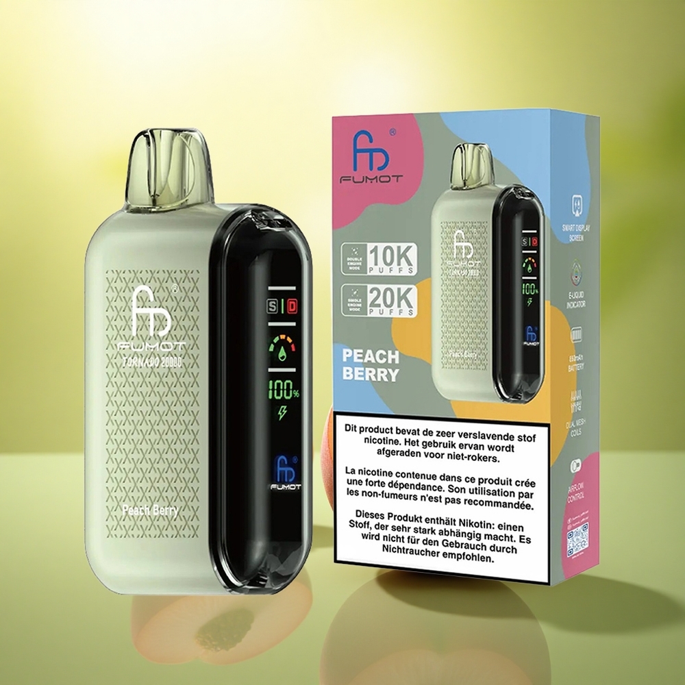 Fumot Tornado 20000 Puffs Pêche Baie Dual Mesh 850mAh