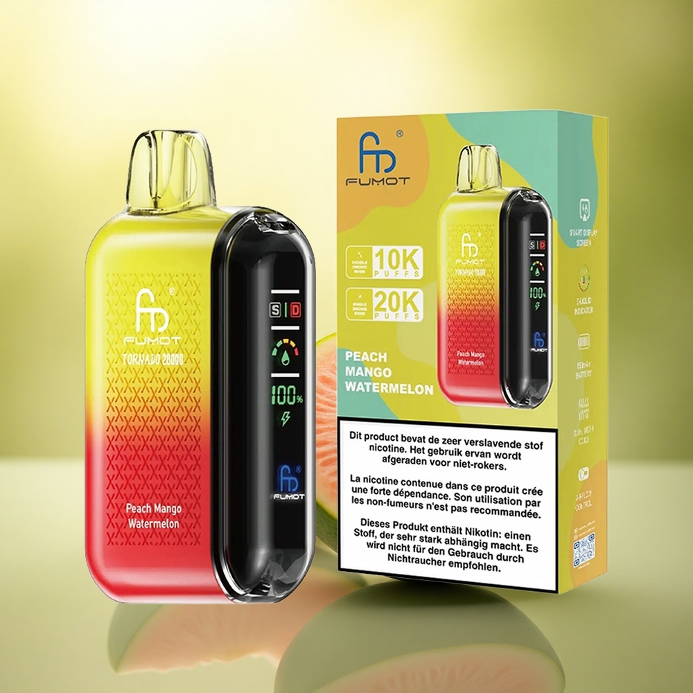 Fumot Tornado 20000 Puffs Pêche Mangue Pastèque Dual Mesh Coil 850mAh
