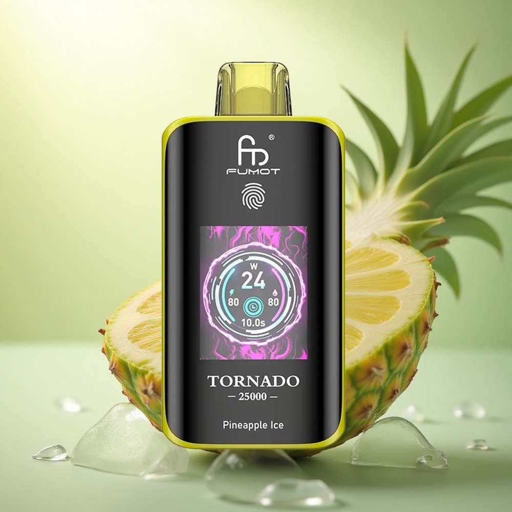 Fumot Tornado 25000 Puffs Ananas Glace Écran HD Batterie 700mAh Nicotine 5%