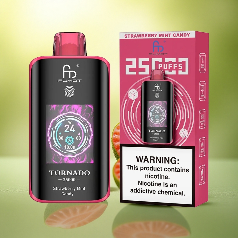 Fumot Tornado 25000 Puffs Bonbon Menthe-Fraise Écran HD 700mAh Type-C